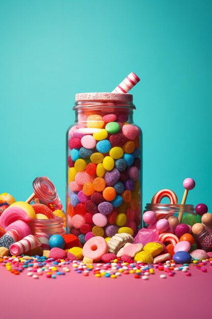 Une photo de votre type préféré de bonbons ou de sucreries illustration générée par l'IA