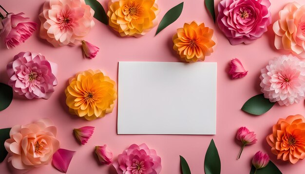 photo vue de dessus du mois et des fleurs pour la journée des femmes