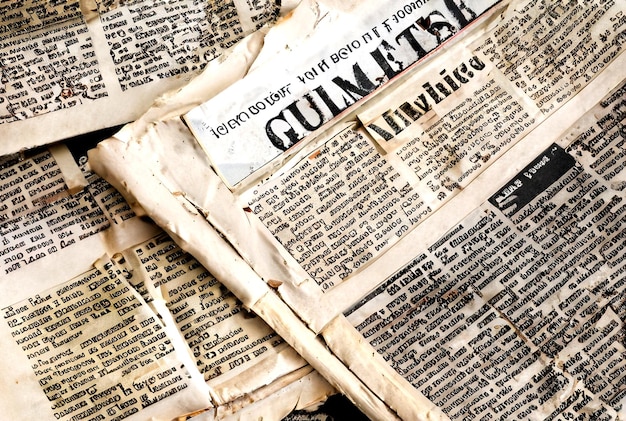 photo vue de dessus vieux morceaux de journaux français arrière-plan
