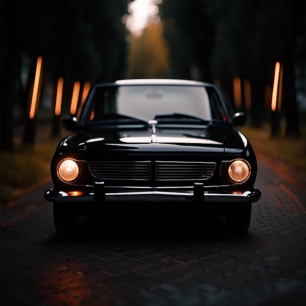 Photo vue de face d'une voiture noire