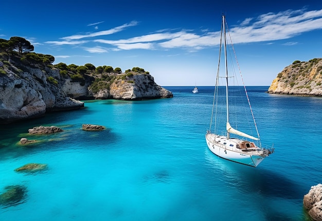 Photo d'un yacht moderne et luxueux naviguant sur une mer magnifique