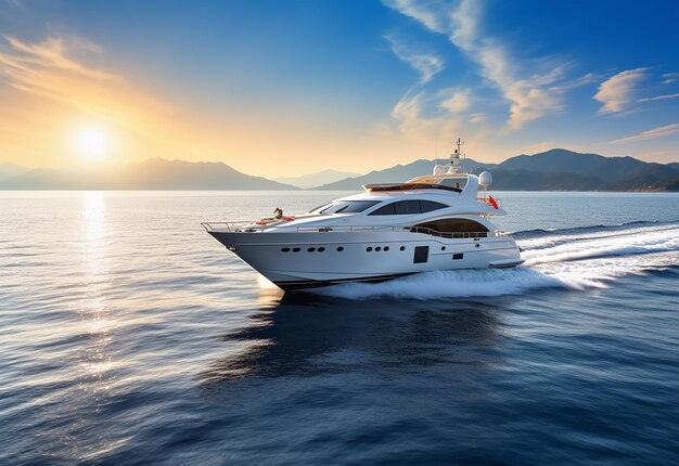 Photo d'un yacht moderne et luxueux naviguant sur une mer magnifique