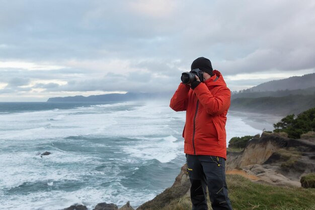 Photographe sur la côte de l'Oregon