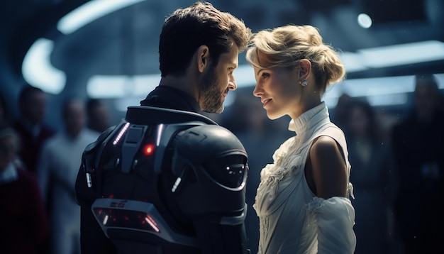 Photographe de mariage dans l'espace mariage futuriste