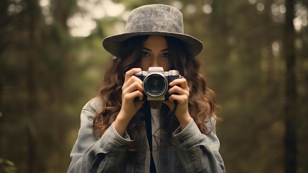 Photographe d'objectif et de créativité au travail avec un appareil photo