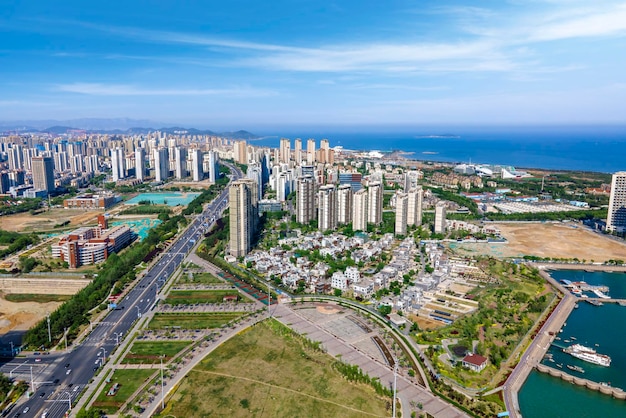 Photographie aérienne de la côte ouest de Qingdao