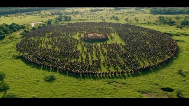 Photographie aérienne à couper le souffle Essaim de l'armée d'Orcs