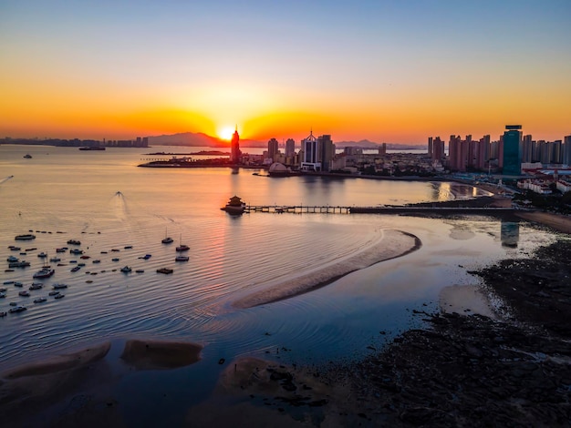 Photo photographie aérienne du littoral de qingdao