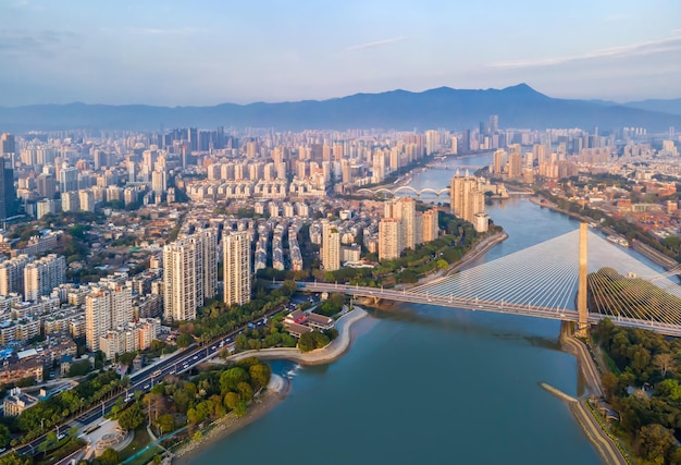 Photographie aérienne du panorama des paysages de la ville de Fuzhou