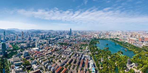 Photographie aérienne du parc du lac Jinan Daming