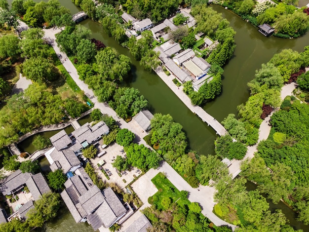 Photographie aérienne du parc du lac Jinan Daming