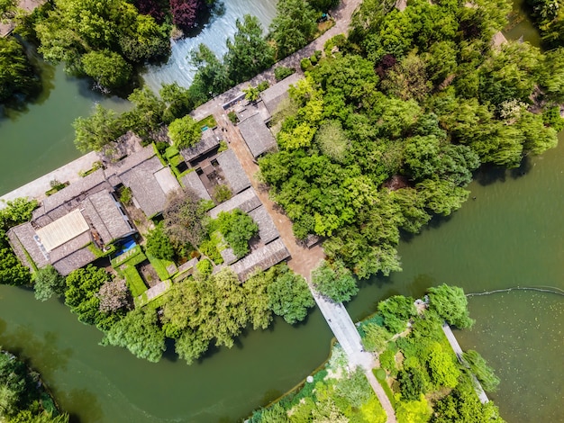 Photographie aérienne du parc du lac Jinan Daming