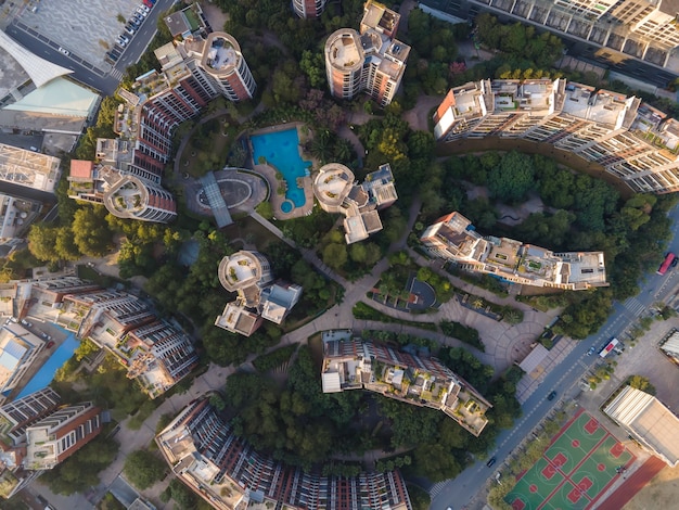 Photographie aérienne du paysage architectural urbain le long de la rivière des Perles à Guangzhou