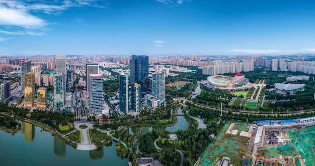 Photographie aérienne du paysage architectural urbain moderne à Zibo, Chine