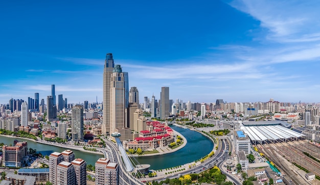 Photographie aérienne du paysage architectural urbain de Tianjin