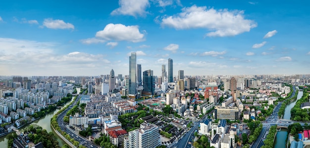 Photographie aérienne du paysage architectural de la ville de Wuxi en Chine