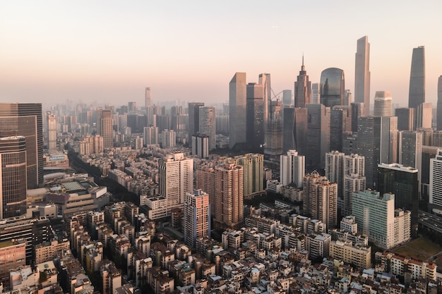 Photographie aérienne du paysage architectural des villes chinoises modernes