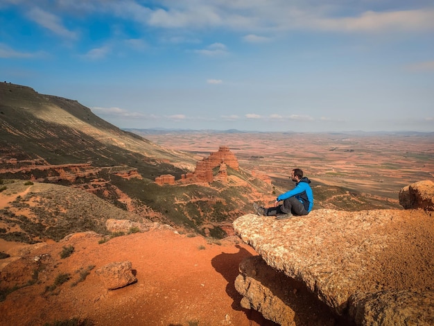 Photographie aérienne du paysage des châteaux d'Armantes à Calatayud, Saragosse, Aragon, l'extrême ouest