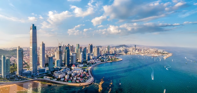 Photographie aérienne du paysage côtier de la ville de Qingdao