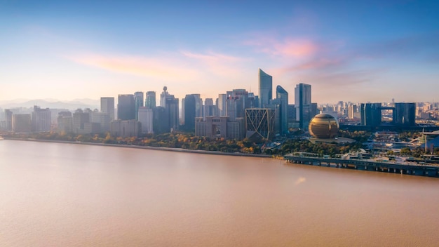 Photographie aérienne du paysage urbain moderne de Hangzhou, Chine