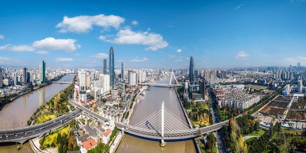 Photographie aérienne du paysage urbain moderne de Hangzhou, Chine