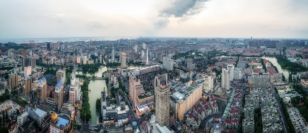 Photographie aérienne du paysage de la ville de Nantong, Jiangsu