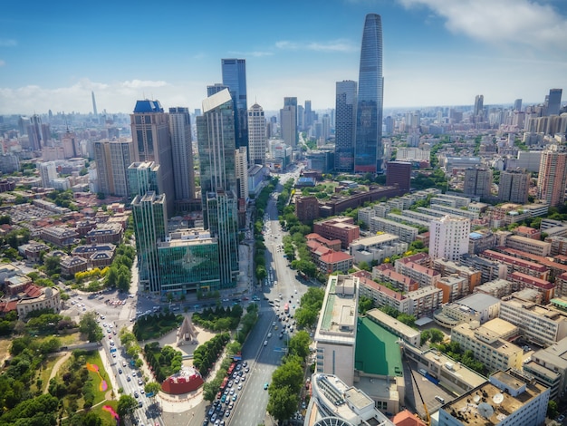 Photographie aérienne de l'horizon de paysage d'architecture de ville de Tianjin