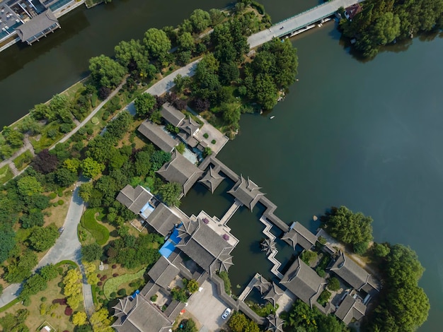 Photographie aérienne de paysages de jardins chinois