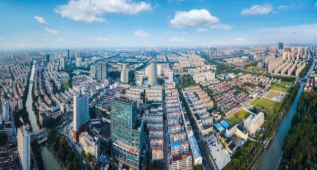 Photo photographie aérienne des paysages de la ville de zhangjiagang