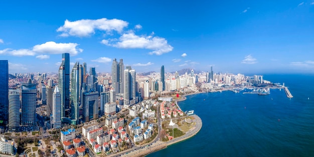 Photographie aérienne qingdao ville architecture paysage skyline