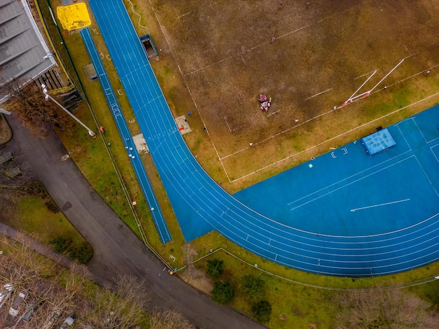 Photo photographie aérienne stade de rugby terrain de rugby photo dal drone della partita ursd vs asr milano rugby