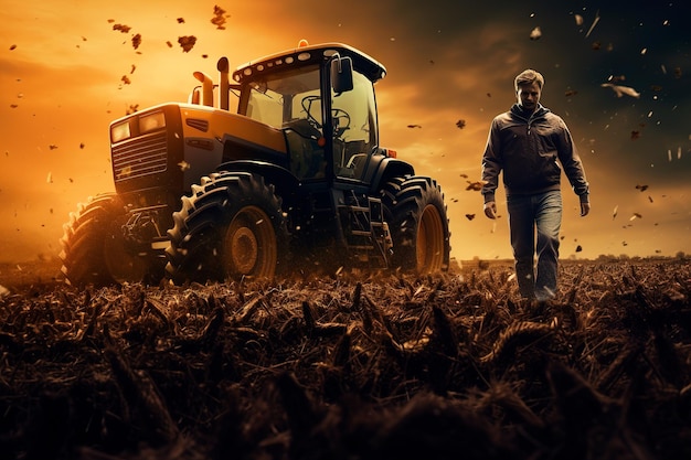 photographie agricole avec tracteur sur le terrain