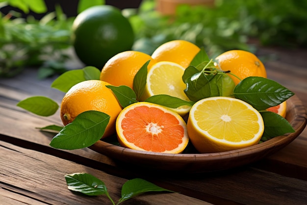 Photographie alimentaire d'une collection dynamique d'agrumes, dont des oranges, des citrons et des pamplemousses