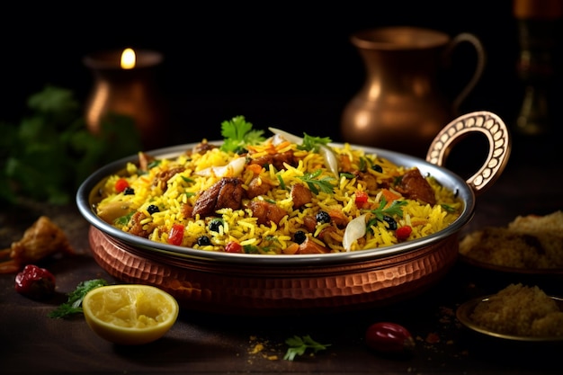 La photographie alimentaire du délicieux biryani qui est magnifique