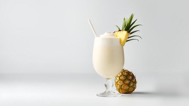Photographie alimentaire de Pina Colada avec morceaux d'ananas isolés sur fond blanc Photographie alimentaire o