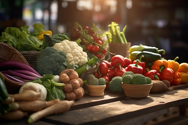 Photographie d'aliments frais sur les marchés locaux des agriculteurs