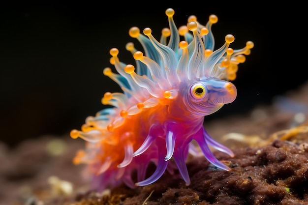 Photographie d'animaux de la mer arc-en-ciel de nudibranches