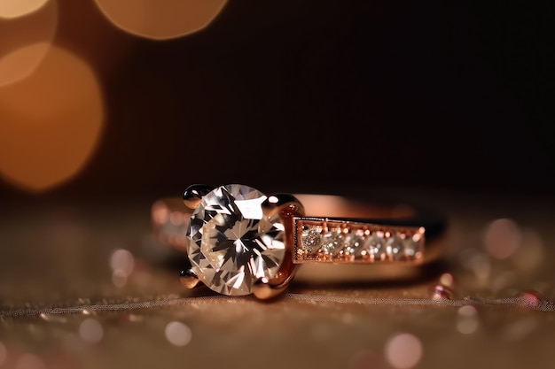 photographie d'anneau de mariage doré premium pour un couple événement spécial génératif ai