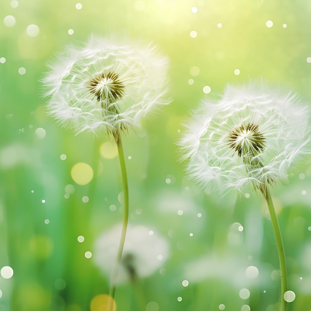 Photographie artistique en gros plan avec des fleurs de pissenlit