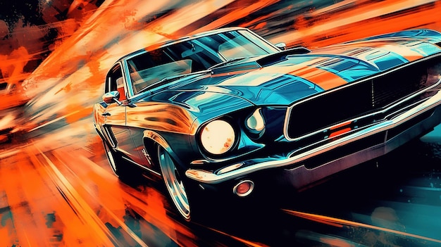 Photographie automobile dynamique Concept fantastique Peinture d'illustration