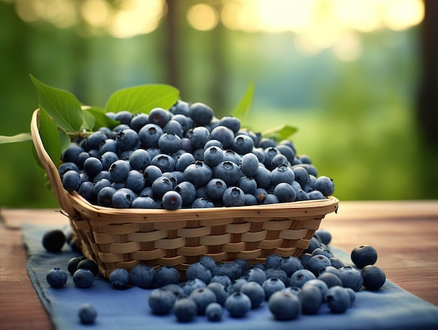 Photographie de bleuets sur panier