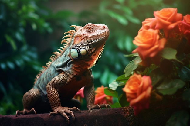 Photo une photographie d'un caméléon iguane lézard