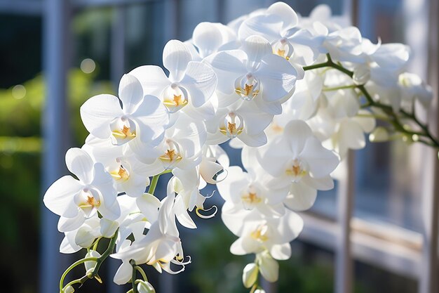 Photographie de campanules d'orchidées Phalaenopsis blanches Generative AI