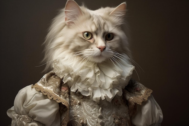 Photographie d'un chat en tenue Renaissance