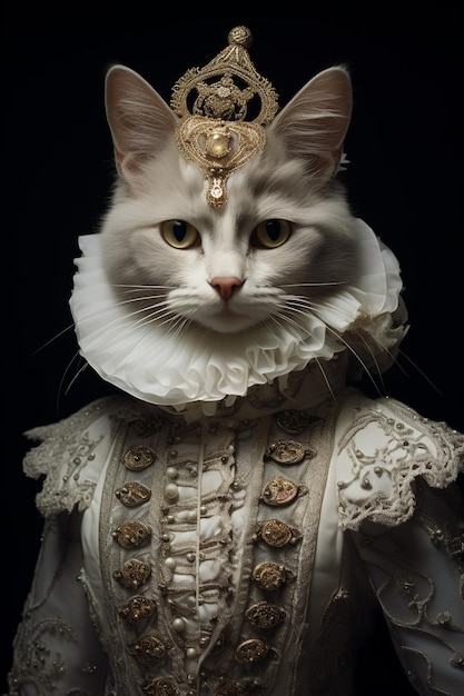 Photographie d'un chat en tenue Renaissance