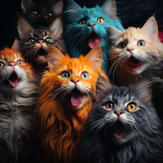 une photographie de chats Art abstrait d'illusion hypnotique générative ai