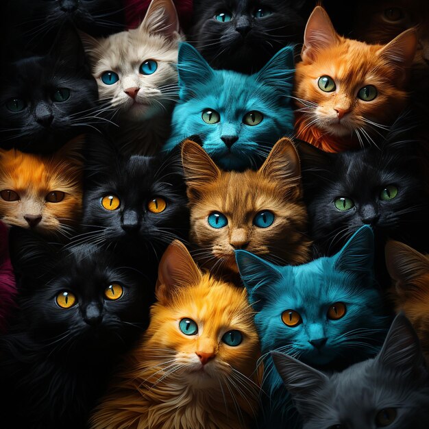 une photographie de chats Art abstrait d'illusion hypnotique générative ai