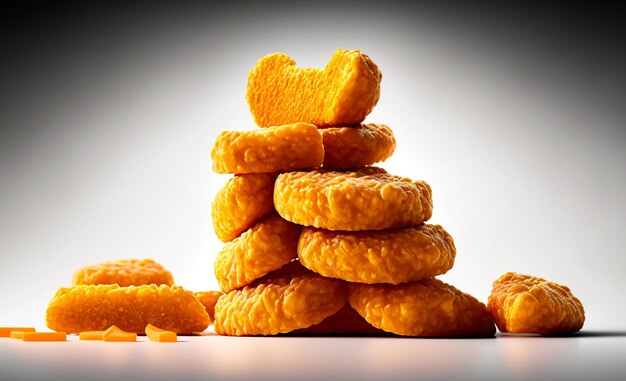 Photographie commerciale de nuggets de poulet éclairage blanc lumière de studio