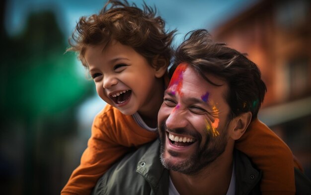 Photographie couleur d'un père avec un enfant Generative By Ai