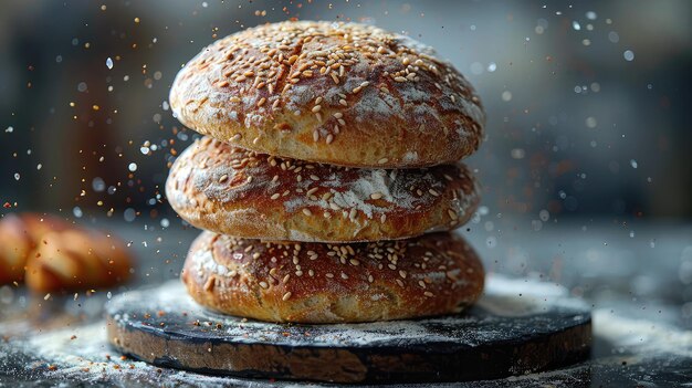 Photo photographie créative de pain et de croix-de-sainte avec une atmosphère minimaliste amusante avec des couleurs contrastées